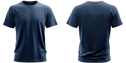 Front and back view of a navy blue t-shirt (3)