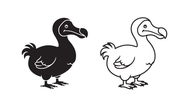 Dodo bird outline and silhouette for design