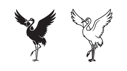 Crane bird in flight with transparent background