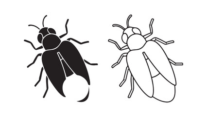 Black and white bee outline with transparent background