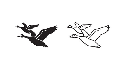 Flying geese pair outline style with transparent background