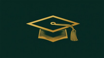 Stylized gold graduation cap with tassel rests above an open book, symbolizing educational success and the transition to the next phase of life.