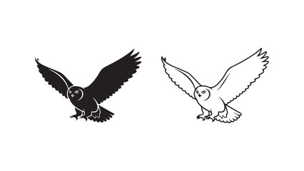 Owl pair in black and white with transparent background