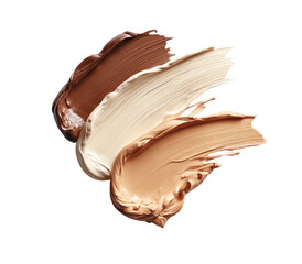 Three shades of foundation, swirled and layered,  displaying a range of skin tones