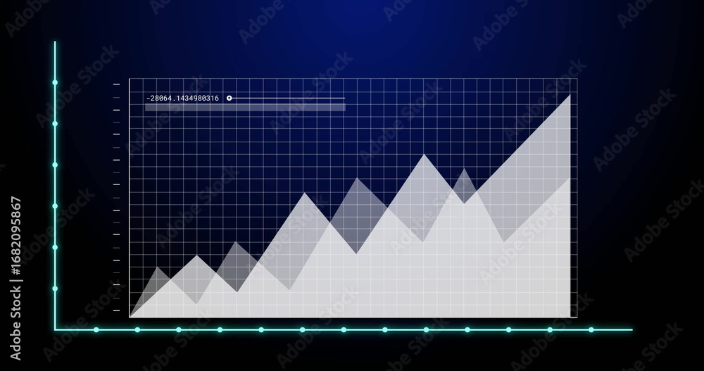 Aufkleber showing cartesian grid translucent peaks on ui, turquoise axes and data label -28864