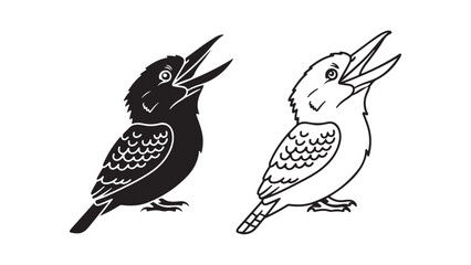 Woodpecker bird outline and silhouette with transparent background