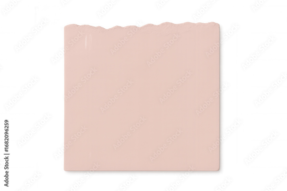 Poster rectangular pink paper sheet featuring ragged edges, creating textured border against transparent ba