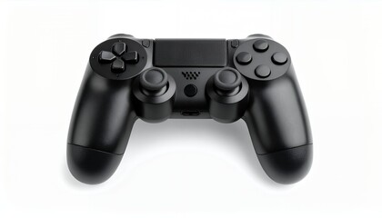 A black wireless video game controller with joysticks and buttons, viewed from above on a clean white background.