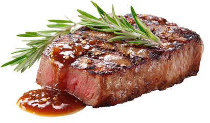 Grilled steak with rosemary and sauce