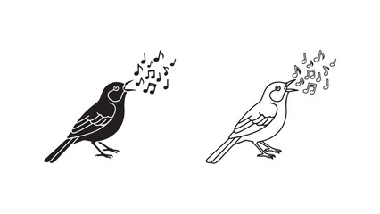 Singing bird with musical notes