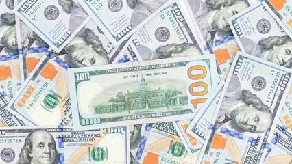 Abundance of United States Currency A Pile of Hundred Dollar Bills for Financial Concepts