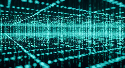 Cybernetic Grid: An intricate network of interconnected lines and dots weaves a mesmerizing technological tapestry, symbolizing the complexity and expanse of the digital realm.