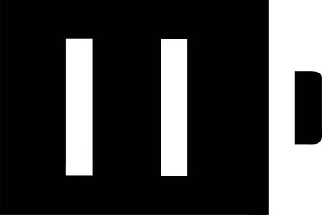 Abstract minimalist black and white graphic design with two vertical white rectangles and a small detached rectangle