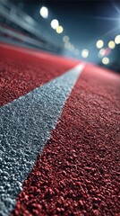 Close Up Red Racing Track At Night