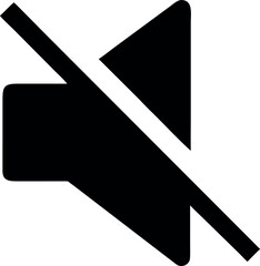 Black muted speaker icon with diagonal slash indicating silence or no sound
