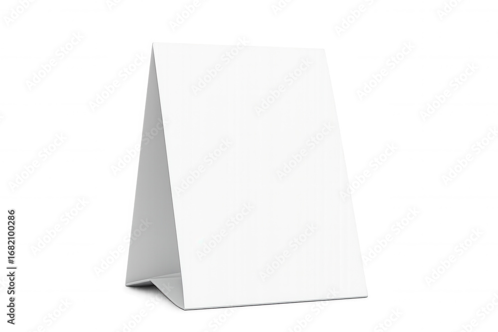 Poster white table tent card resting on clear surface, offering pristine space for personalized branding an