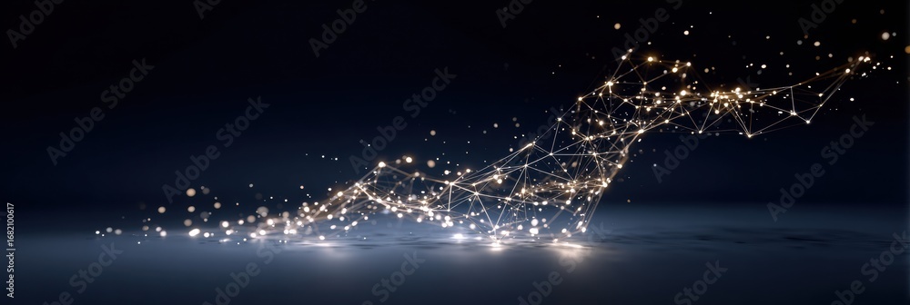 Poster light trails intertwine in an abstract digital pattern, representing connectivity and movement again