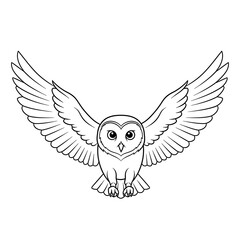 Obraz premium Black and White Coloring Page of an Owl with Wings Spread