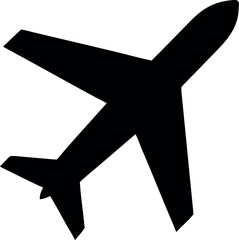 Silhouette of a modern passenger airplane in flight against a white background