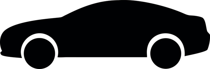 Sleek silhouette of a modern sports car in a clean black and white graphic design
