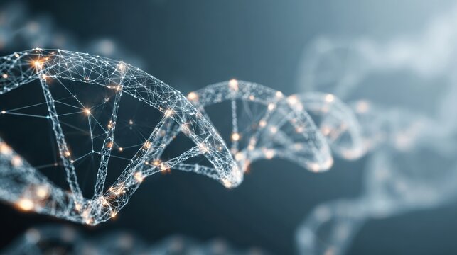 A bright, artistic DNA strand symbolizes advancements in genetic research and biotechnology in a modern context. - Powered by Adobe