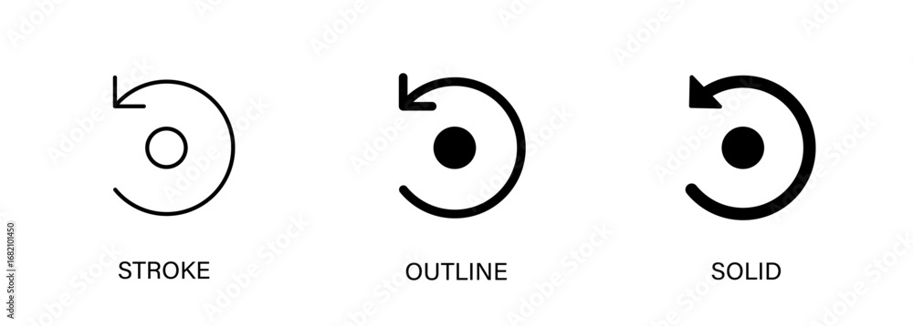 Poster circular arrow icon representing rotate this direction, ui design, refresh, reload. vector stroke, o