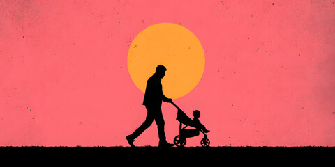 Happy Parent Strolling in a Sunny Park with Child