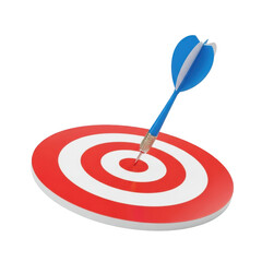 Dart hitting target isolated on transparent background