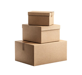 Stacked cardboard boxes, various sizes