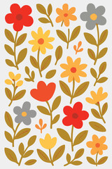 Botanical Background Vector Bright Colour Flora Flowers Floral Pattern Print Design