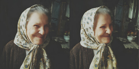 Warmhearted Elderly Woman in Serene Outdoor Setting