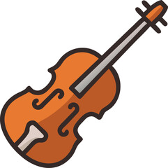 Fototapeta premium Violin icon on a white background, featuring a classic shape with strings and a scroll at the top
