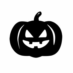 Scary pumpkin silhouette with carved face, perfect Halloween jack o lantern icon design.