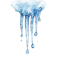 Frozen Icicle Drip, watercolor clipart vector, isolated on a white background.