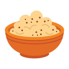 Bowl of porridge. Isolated white background. Flat style vector illustration