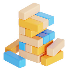 Jenga toys 3D Illustration