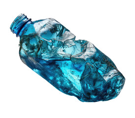Fototapeta premium A discarded, contorted blue plastic water bottle