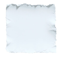A crumpled, square sheet of white paper with ragged edges