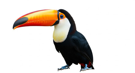 Naklejka premium Vibrant Toucan with Colorful Orange Beak Standing on an Isolated transparent background