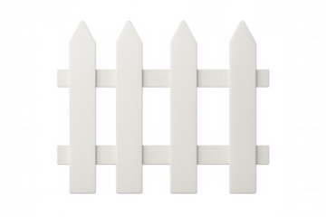 White picket fence isolated on transparent background, offering security, privacy, and classic aesthetics to gardens and properties