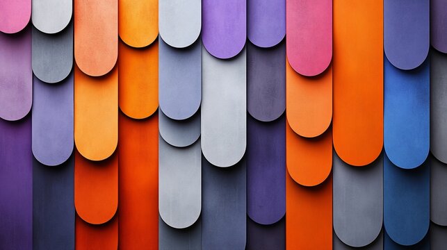 Vibrant and playful abstract background with curved, colorful tiles