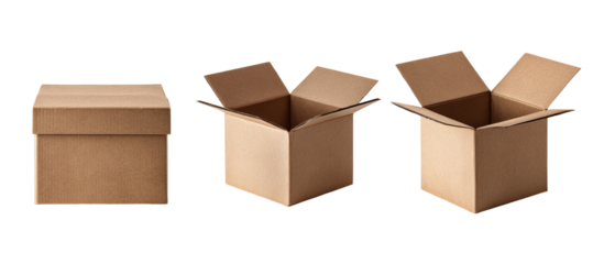 Three closed and open cardboard boxes (2)
