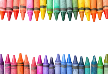 Colorful Crayons in a Double Row