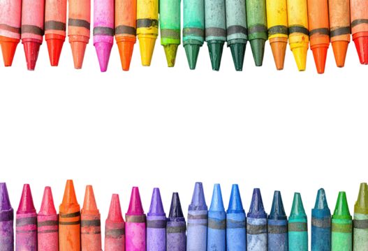 Colorful Crayons in a Double Row
