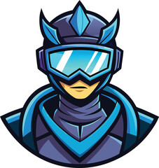 A cartoon character wearing a helmet and goggles, smiling and ready for an adventure