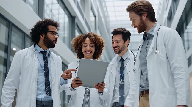Diverse Medical Team Collaborating in Modern Hospital Environment with ai generated