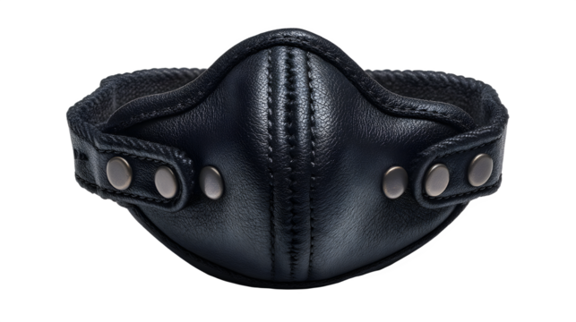 Black Leather Face Mask isolated on transparent background