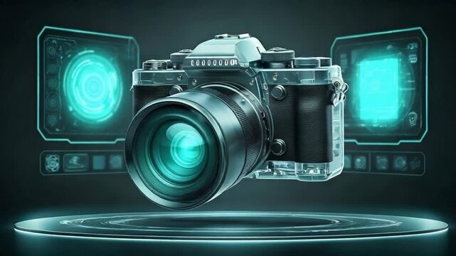 video camera clipart futuristic digital with holographic display technology