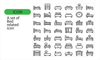 Bed Icon – Furniture, Rest, and Sleeping Symbol