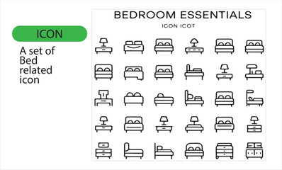 Bed Icon – Furniture, Rest, and Sleeping Symbol
